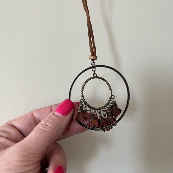 3 Necklaces, Boho Style, Metal with Tassels, Faux Leather Strap - Picture 10 of 10